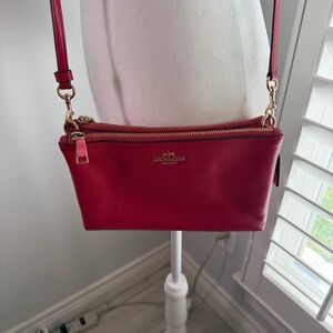 Coach Pebble Leather Cherry red Crossbody Bag